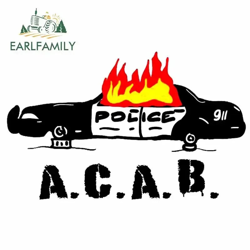 Earlfamily 13Cm X 8.2Cm Per Bruciare La Polizia Acab Vinile Car Wrap Cartoon Windows Adesivi Per Auto Impermeabili Personalità Van Decal