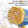Bubble Gun Rocket 69 Holes Soap Bubbles Machine Gun Shape Automatic Blower With Light Pomperos Toys Gift Outdoor Toys for Kids 5