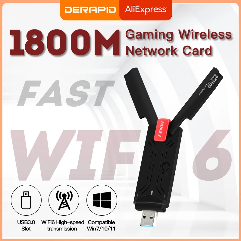 Wifi 6 Adattatore Usb 3.0 Dongle 1800Mbps Scheda Di Rete Wireless Dual Band 2.4G/5G Adattatore Wifi Usb Per Windows 10/11 Per Pc/Laptop