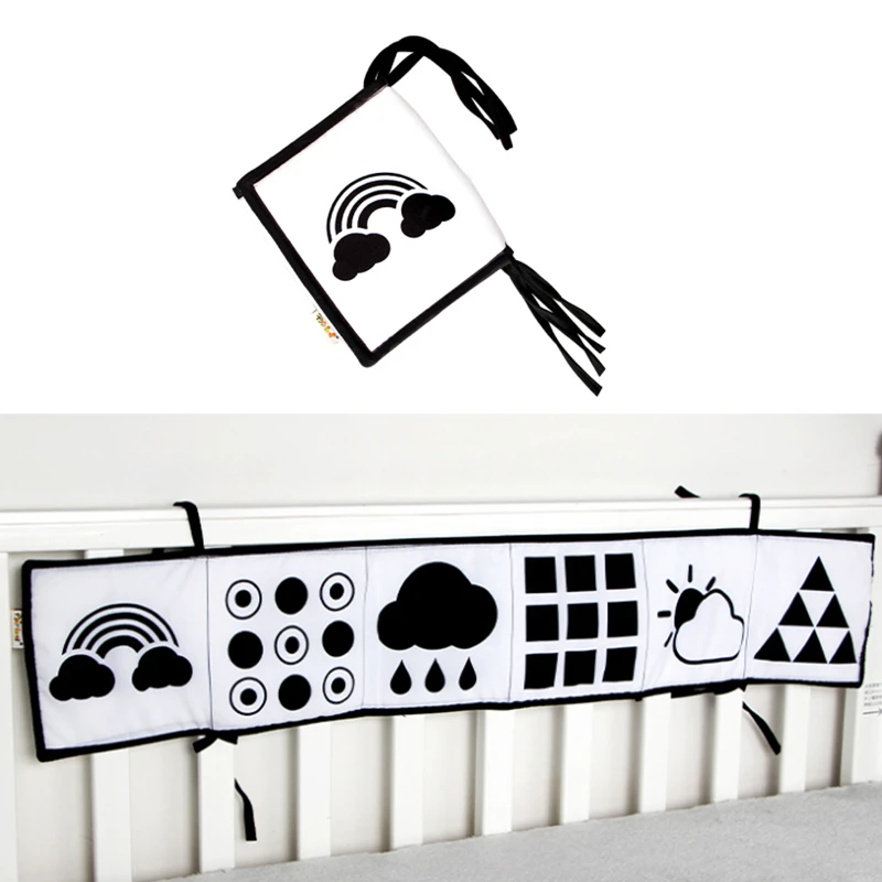 Montessori-Black-and-White-Cards-Cloth-Book-Baby-Playpen-Tummy-Time ...