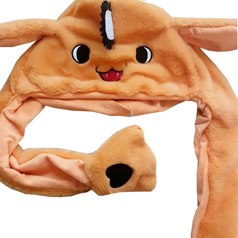 Cute Chainsaw Man Pochita Cosplay Ear Moving Jumping Hat Funny Anime Peluche Hat Unisex Earflaps Orecchie Mobili Cappello Dropship