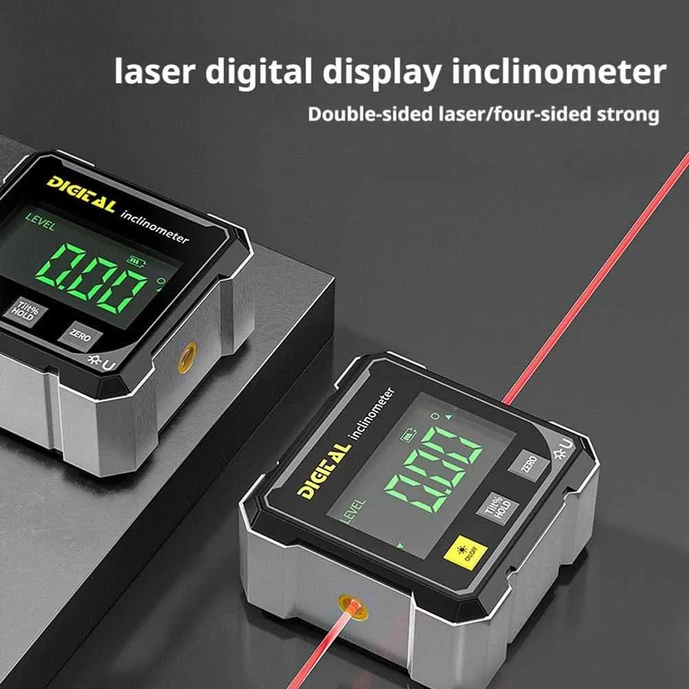 4-Side Magnetic Digital Angle Gauge With Laser Electronic Protractor Horizontometer thumbnail 5