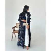 KAF Women Fashion Abaya Vintage Printed Cardigan Design Loose Large Size Elegant Female Luxury Robe Spring Autumn Model 3