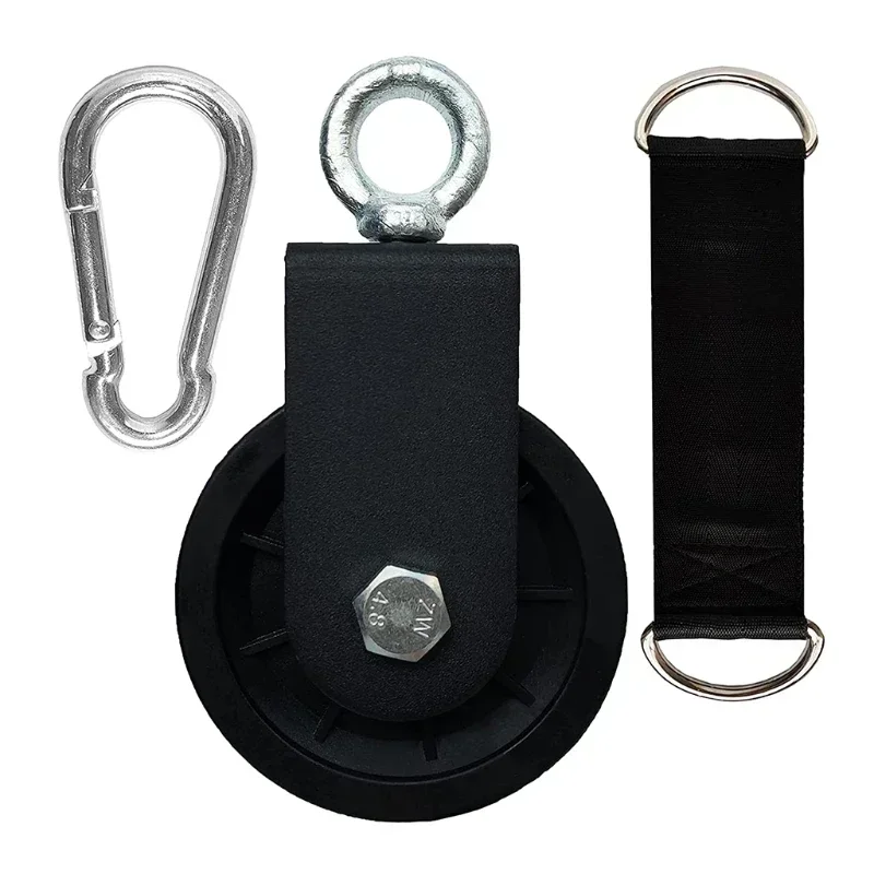 Belt Pulley Lifting Rope Pulley Silent Gym Cable Pulley with Hanging Straps and Carabiner 360 Rotation Smooth Silent Pulley DIY Attachment Projects G99D