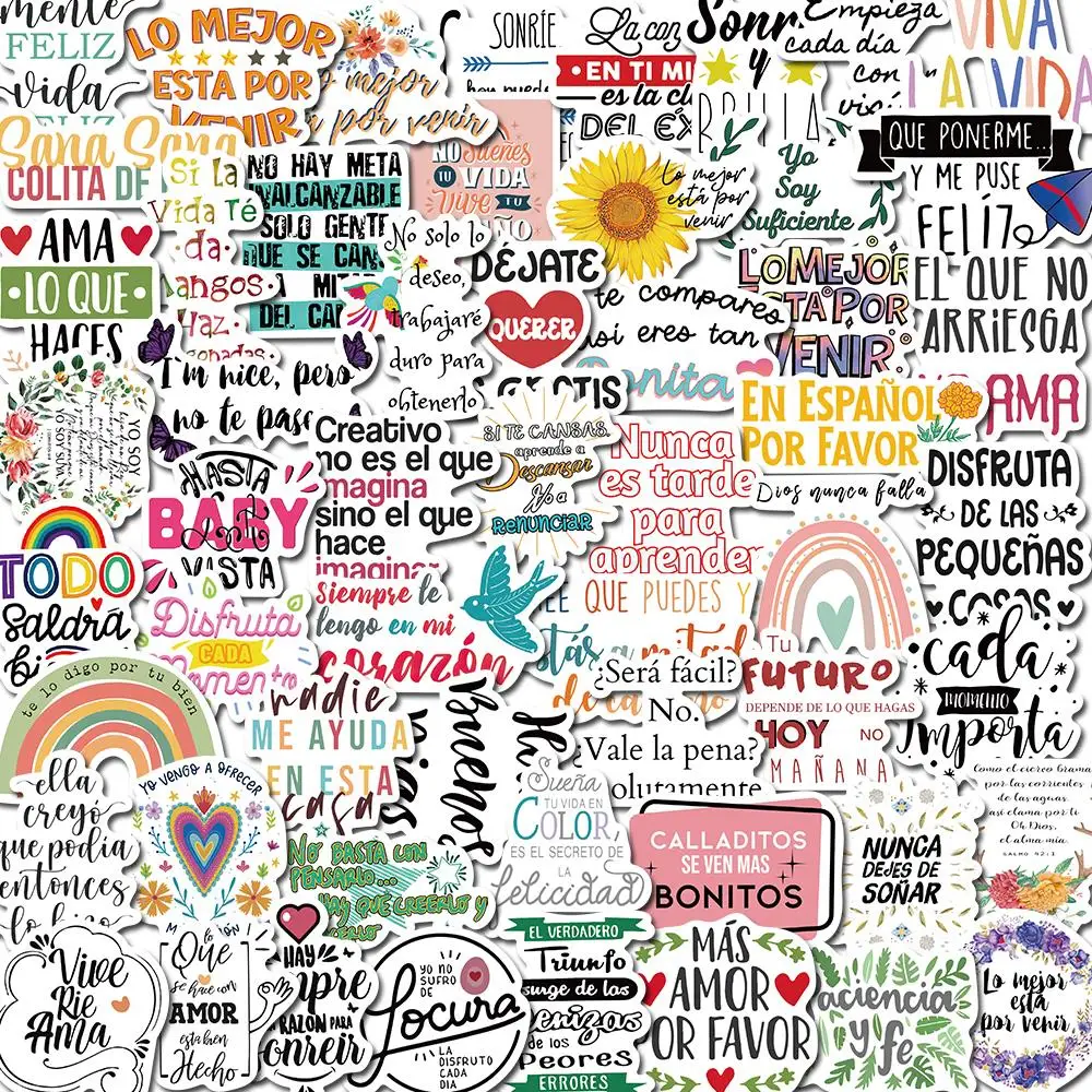 

10/55PCS Spanish Inspirational Motivational Phrase Sticker DIY Skateboard Motorcycle Suitcase Stationery Decals Decor Laptop