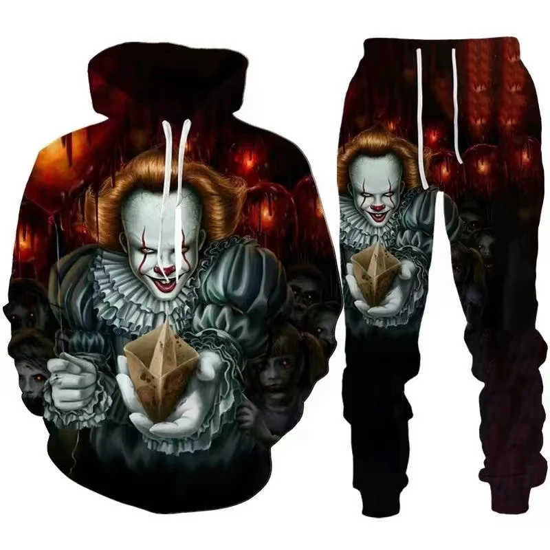 

Halloween Cross border New Clown Revival 3D Sweater Digital Printing Men's and Women's Hooded Pullover Sweater Factory Direct Sa