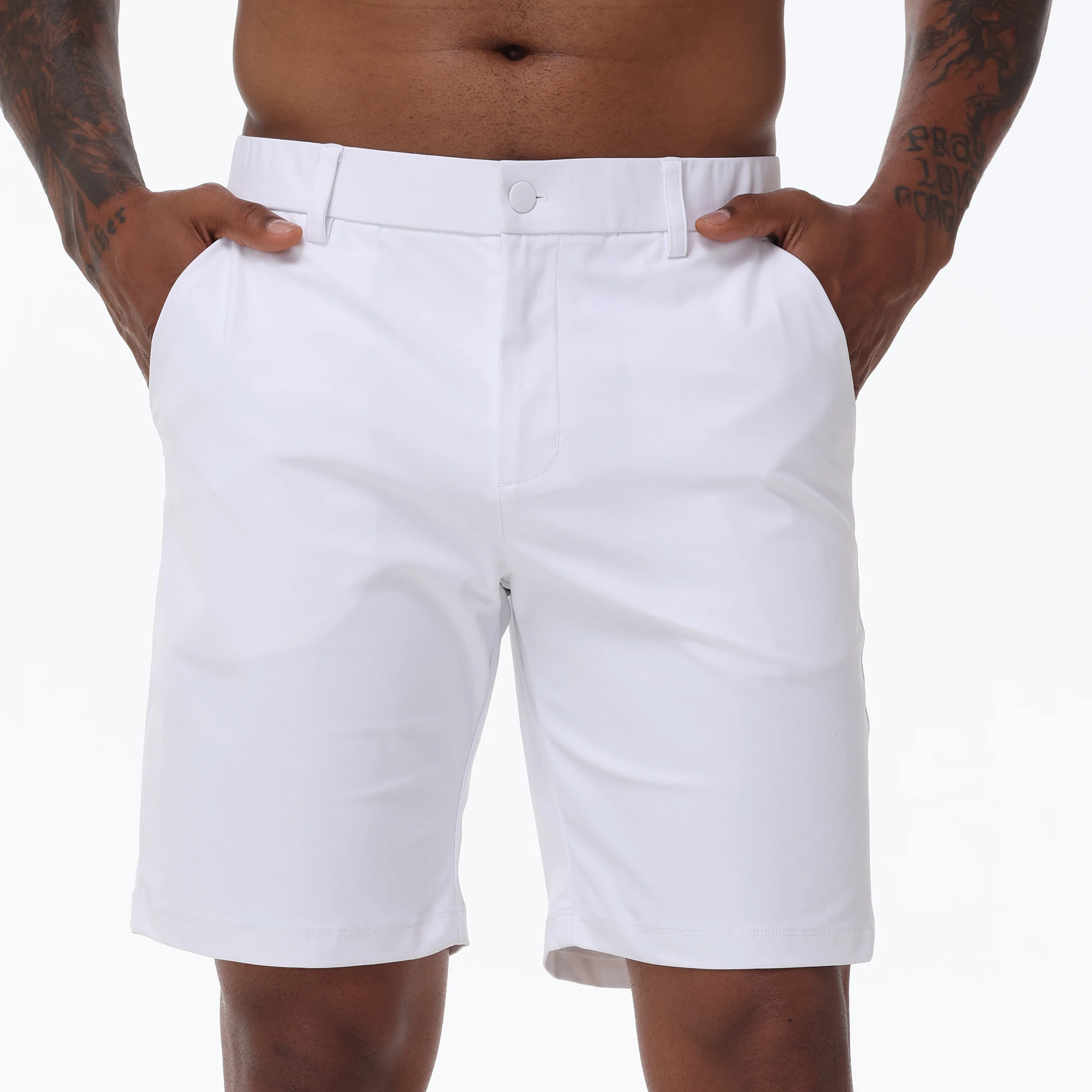 Men's Cargo Trendy Shorts Casual Elegant Golf Pants, Stretch Waist Work Dress Shorts with Concealed-Type Zipper Side Pockets 3