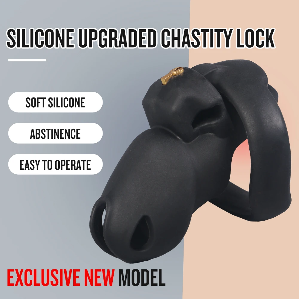 Penis Chastity Cage Chastity Lock Sex Toy Chastity Cage Accessory Penis Cock Ring Exclusive new model Silicone Chastity Cage Male Cock Lock With 5 Penis Rings Sex Toys for Sissy Men Femboy Stretcher BDSM Gay