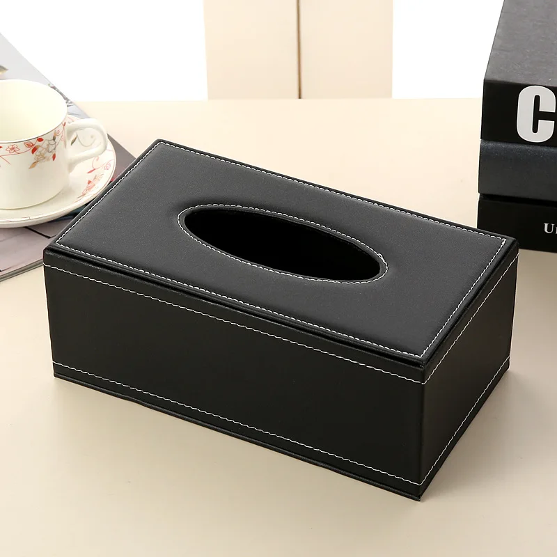 Leather Paper Drawer Living Room Household Tissue Box Creative PU Napkin Paper Box Car Mounted Tissue Box storage box,drawer organizer