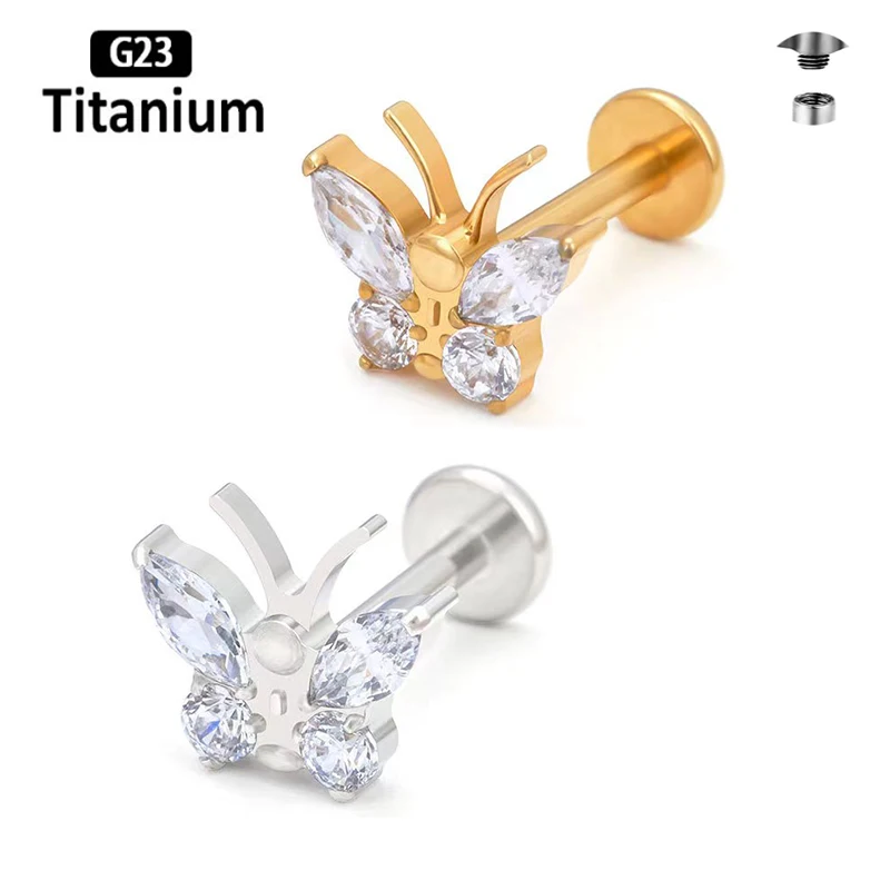 GEMQUEEN Set 3 Orecchini A Perno In Titanio G23 Per Cartilagine/Trago - 18G (1mm) Con Retro Piatto, Zirconi 5A, Ipoallergenici - 4
