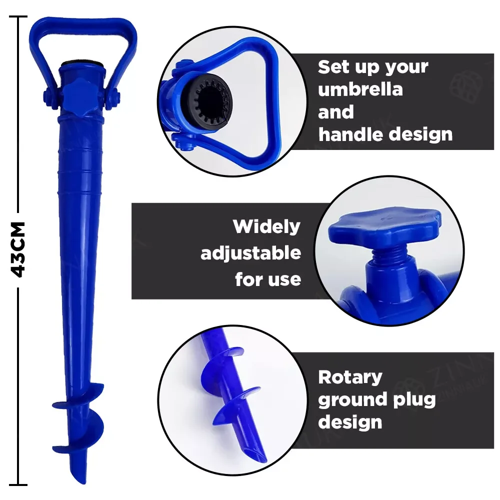 1pc Umbrella Bases Adjustable Sun Beach Patio Sand Ground Fixation Tools Spikes Plastic for Sun Beach for Patio Sand Ground beach umbrella plug base