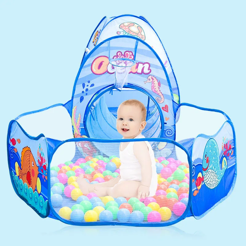 3 In 1 Children Ball Pool Baby Ballon Playpen Portable Kids Tent Ball Pit Crawling Tunnel Kid Playground Yard Room Pool Gift 2
