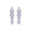 Wisteria flower earrings  Long versatile stylish Purple zircon design 2