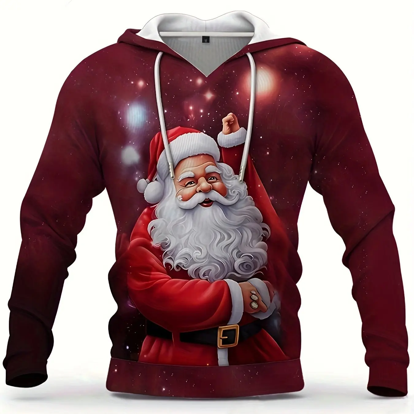 Men's Pullover Hoodie Sweatshirt Graphic Prints Santa Claus Elk Front Pocket Print Hooded Christmas