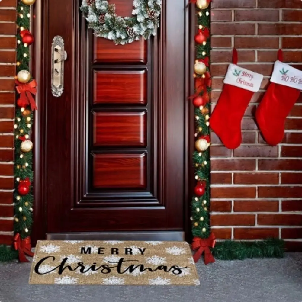 Floor Mat VIKAMA Christmas Crystal Velvet Non-Slip Indoor Outdoor Decoration