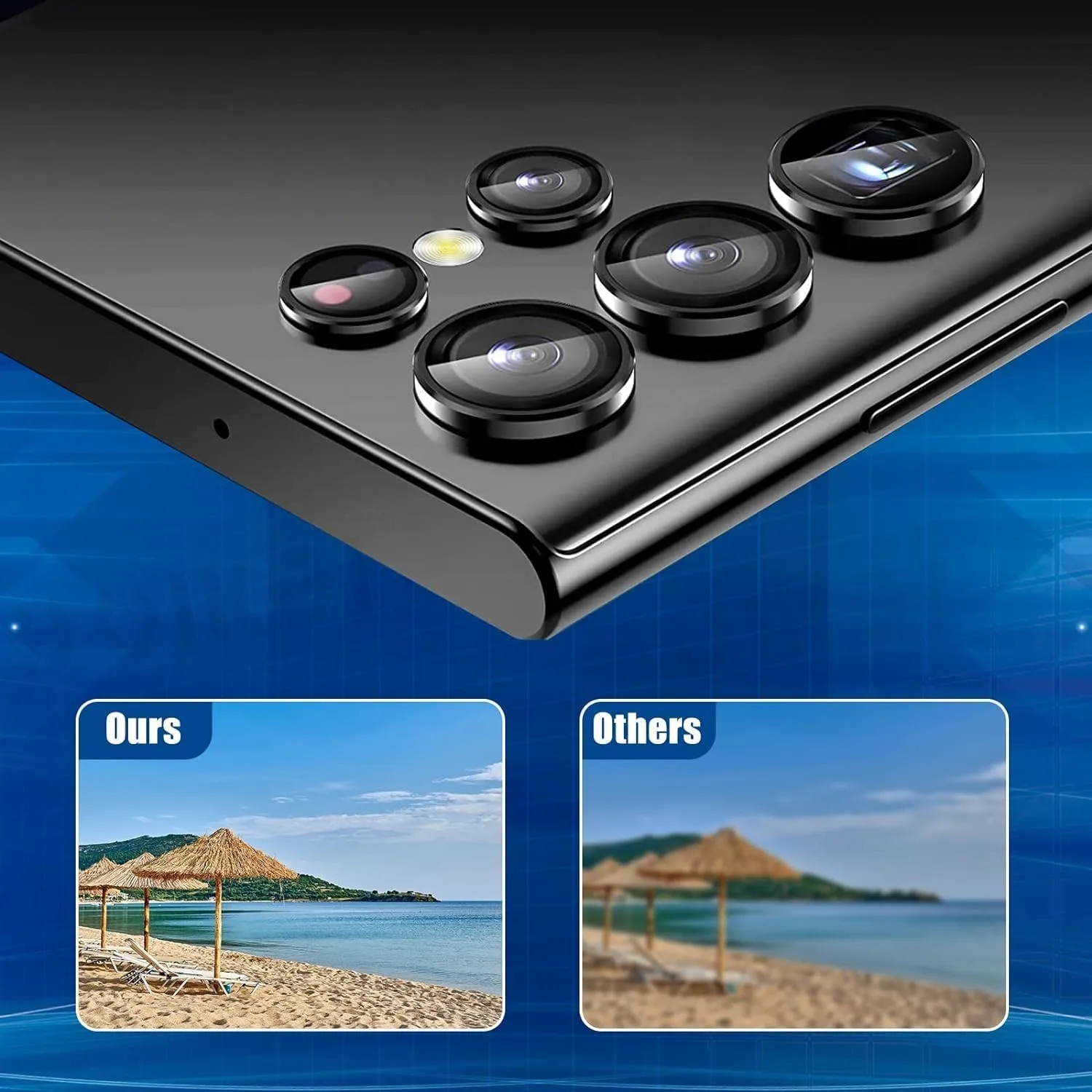 Premium Camera Lens Protector Tempered Glass - Scratch-Resistant Metal Cover, 2 Pack