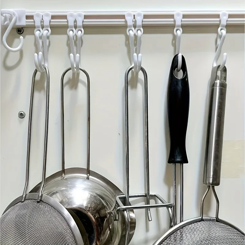 Versatile Over-The-Door Storage Hook Rack - Foldable Plastic Towel Bar With Utensil Hooks For Kitchen, Bedroom, Bathroom