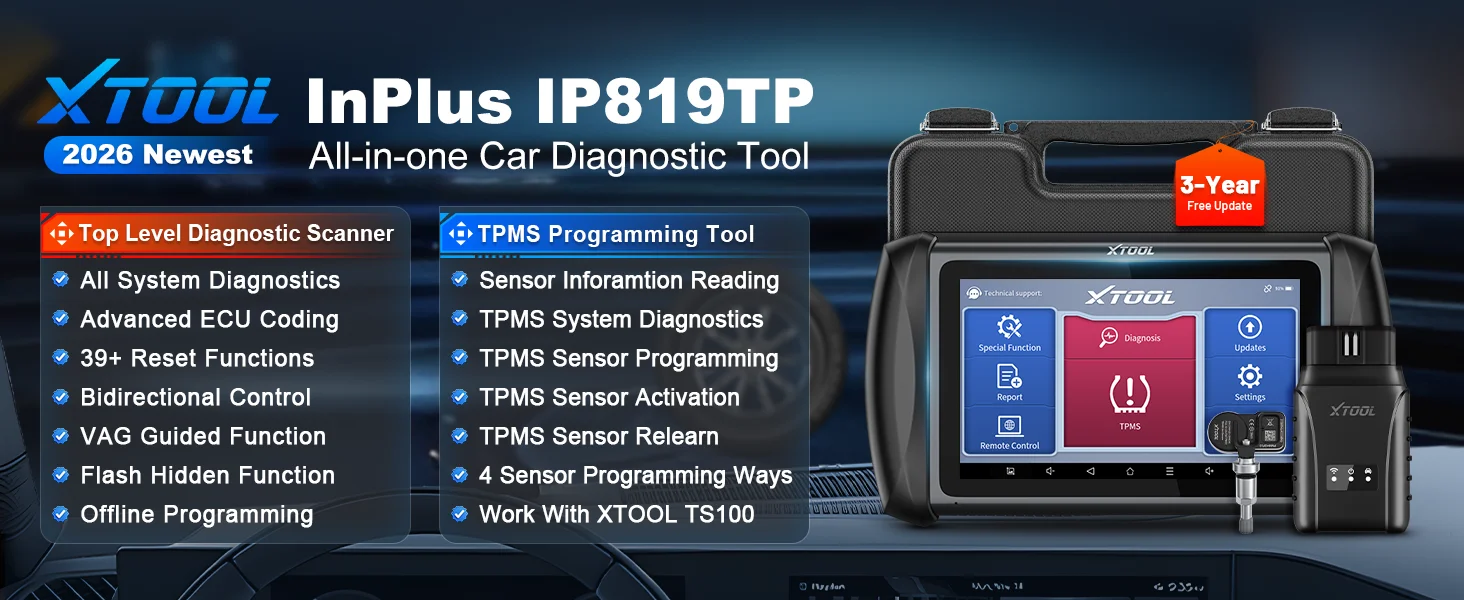 XTOOL InPlus IP819TP TPMS-Diagnosegerät, TPMS-Programmiergerät, TPMS-Anlern- und Aktivierungsgerät, Reifendruckkontrollsensor-Programmierer, Kfz-Diagnosegerät, 3 Jahre kostenlose Updates – Detail 1