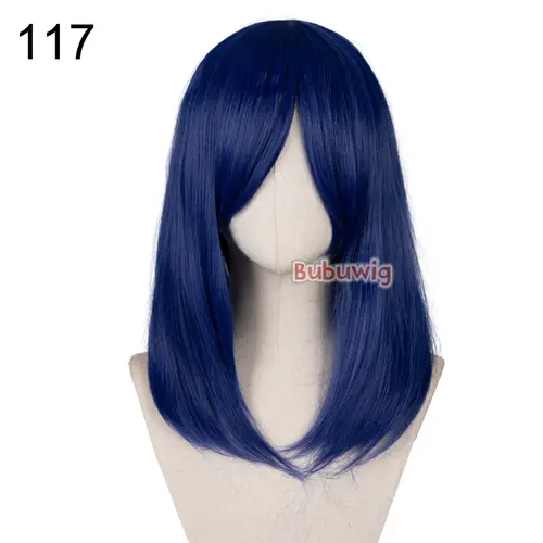 Bubuwig Synthetic Hair Over 100 Colors Fashion Classic 40cm Long Straight Anime Cosplay Wigs Pure Color Black Wig Heat Resistant - Image 5