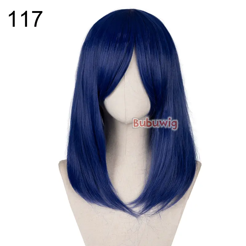 Bubuwig Synthetic Hair Over 100 Colors Fashion Classic 40cm Long Straight Anime Cosplay Wigs Pure Color Black Wig Heat Resistant - Image 5