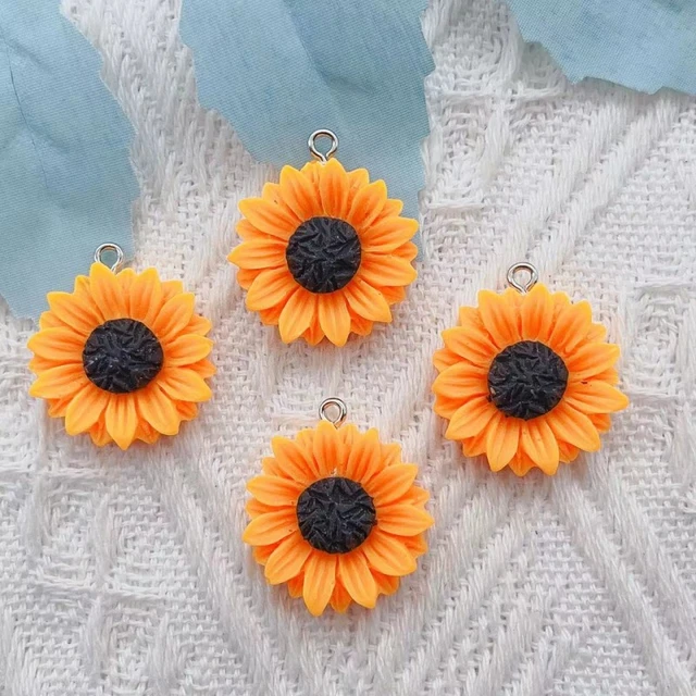 Sunflower Charms Jewelry Making  Enamel Flowers Jewelry Making - 10pcs/lot  Flower - Aliexpress