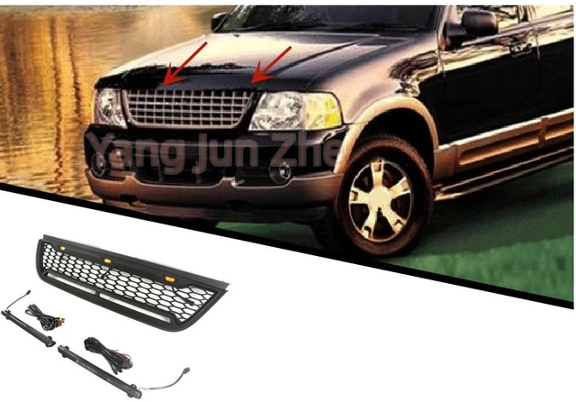 Car Front Racing Facelift Mesh Grille with LED Light For Ford