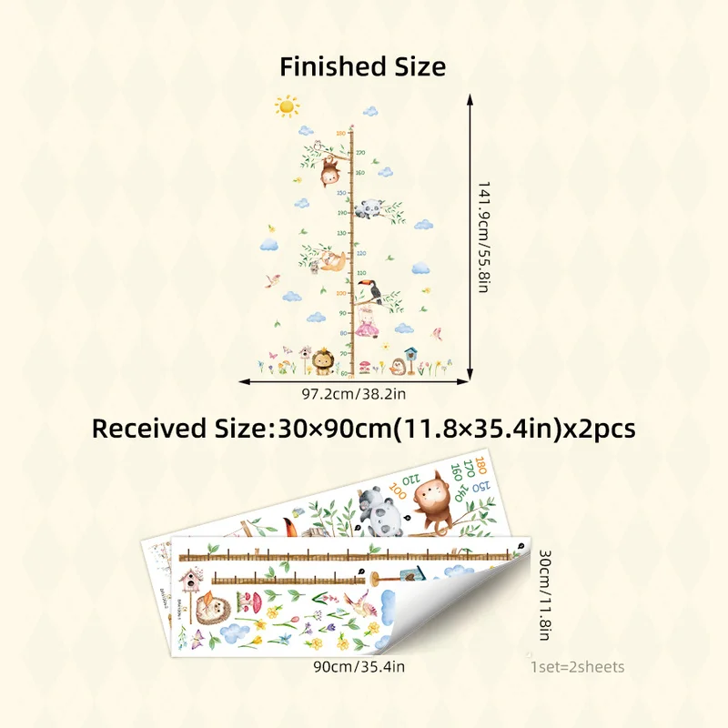 Large Jungle Animal Growth Chart 6