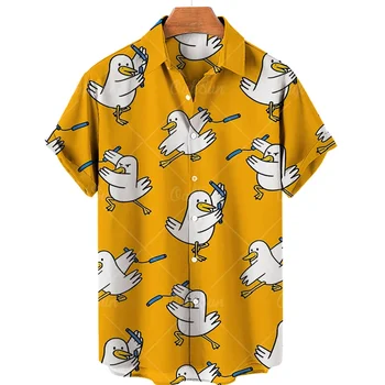 Camicia da uomo originale al 2023 estate nuova camicia hawaiana con stampa animalier 3d colletto con bottoni Casual moda americana allentata top vestiti grandi 1