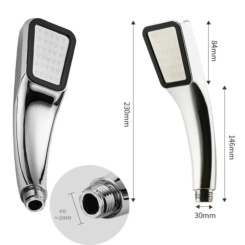 300Hole Chrome Ultra Strong Pressurized Shower Head Square Handheld Pressurized Shower Head Water Saving Shower Head 6