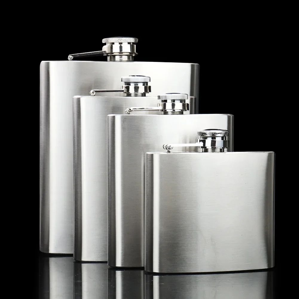 1PC 5/7/8/18 OZ Stainless Steel Geometry Flat Portable Hip Flasks Outdoor Camping Flagon Whiskey Liquor Storage Bottle Drinkware