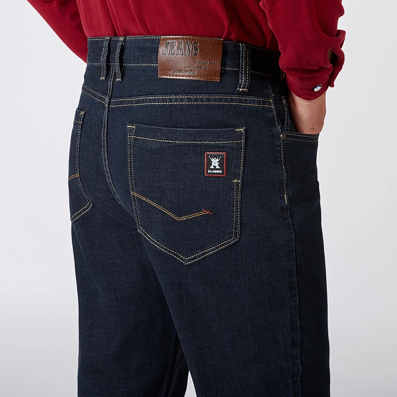 Plus Size 42 44 46 48 50 52 Men's Classic Black Jeans Business Casual Straight Loose Denim Stretch Jeans Male Brand Trousers 4