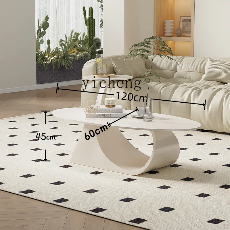 

YY Nordic Cream Style Stone Plate Tea Table Modern Minimalist Living Room Home Tea Table Combination