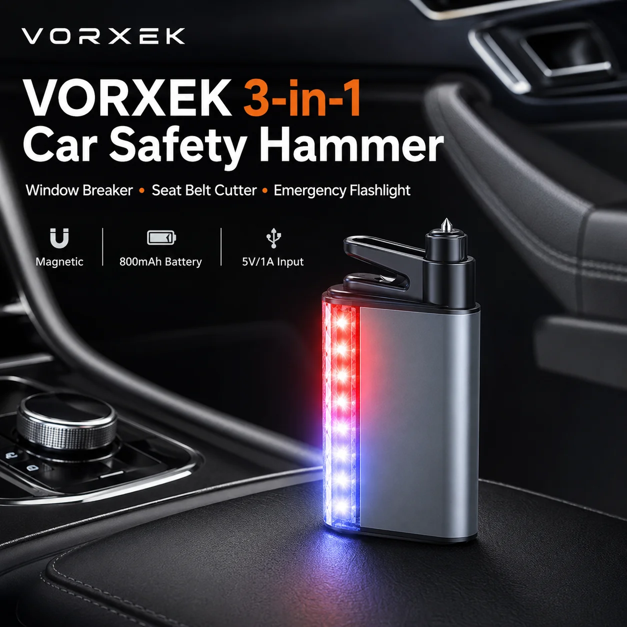 VORXEK 3-in-1 Auto-Notfallwerkzeug mit Gurtschneider, Fensterbrecher und LED-Taschenlampe - AliExpress 34