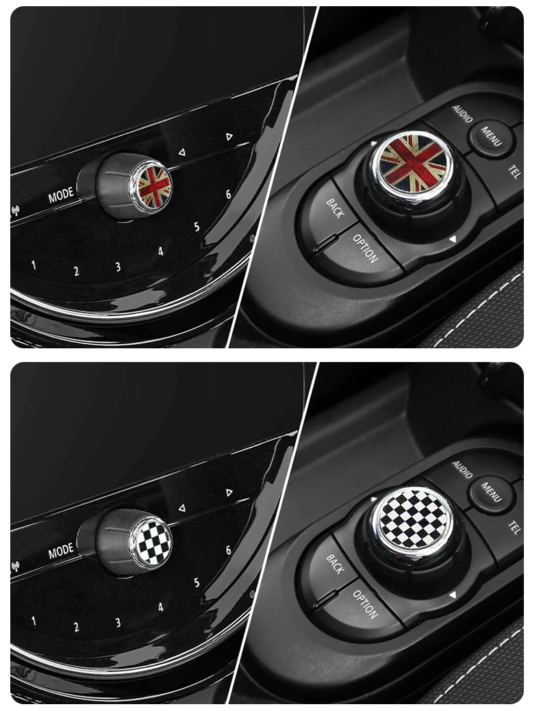 2 Stück Zentraler Lautstärkeregler Multimedia-Knopf Aufkleber für Mini Cooper F56 F60 F54 F55 F57 Countryman Auto-Innenausstattung – Detail 11