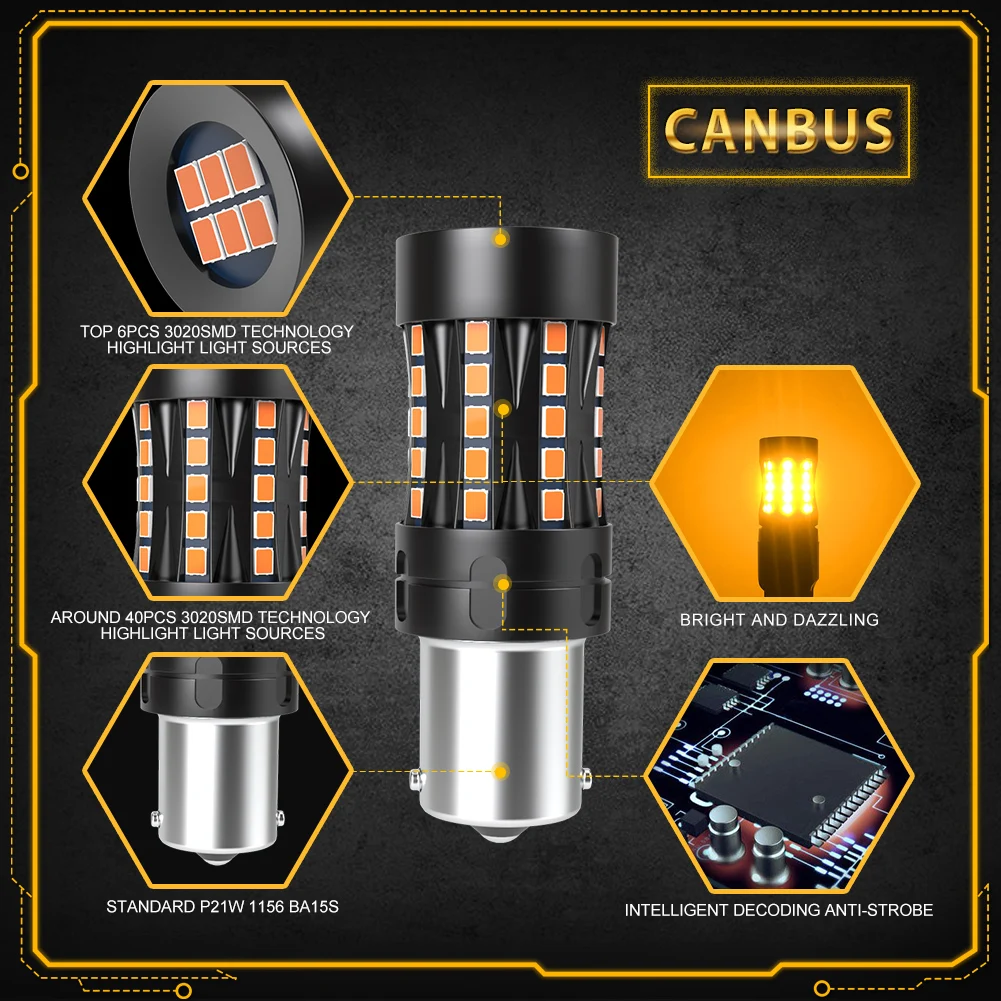 2x LED T20 7440 WY21W W21W LED Canbus ���� ���� ������ �÷��� ���� ���õ� BAU15S BA15S 1156 PY21W P21W LED �ڵ��� ���� ������