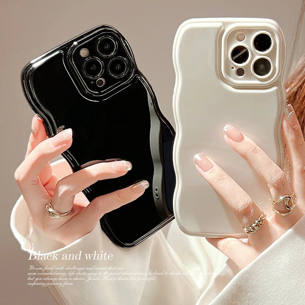 Soft-Solid-Color-Curly-Wavy-Phone-Case-For-iPhone-15-14-13-12-11-Pro ...