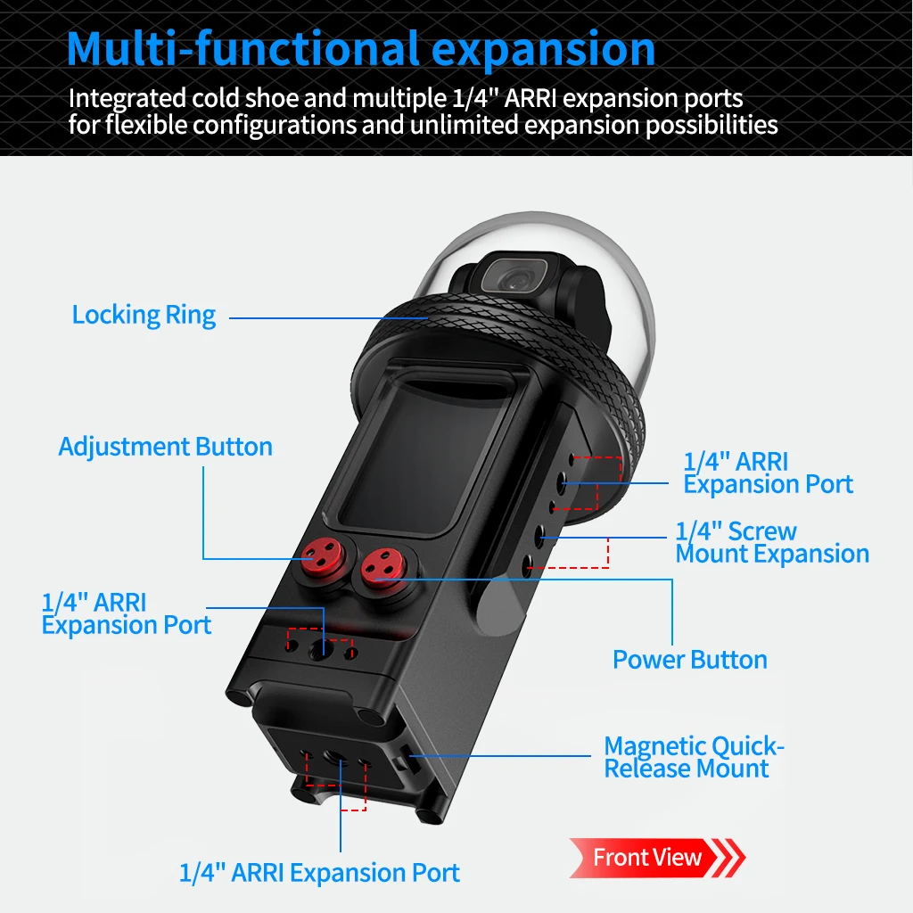 Für DJI Osmo Pocket 3 Wasserdichtes Gehäuse 80 m Aluminium Magnetische Schnellverschluss-Halterung Kamera Schutzgehäuse Unterwasser-Tauchset – Detail 22