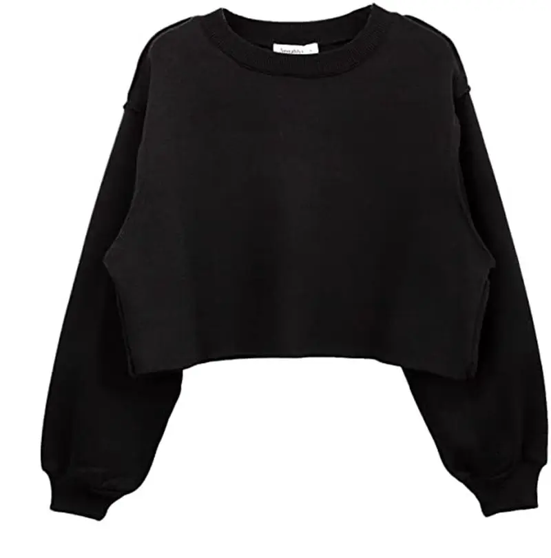 Women's Sweatshirt Hooded Warm Open Navel Short Sweater Women's Casual Long Sleeve Harajuku Street Clothing Streetwear Women
