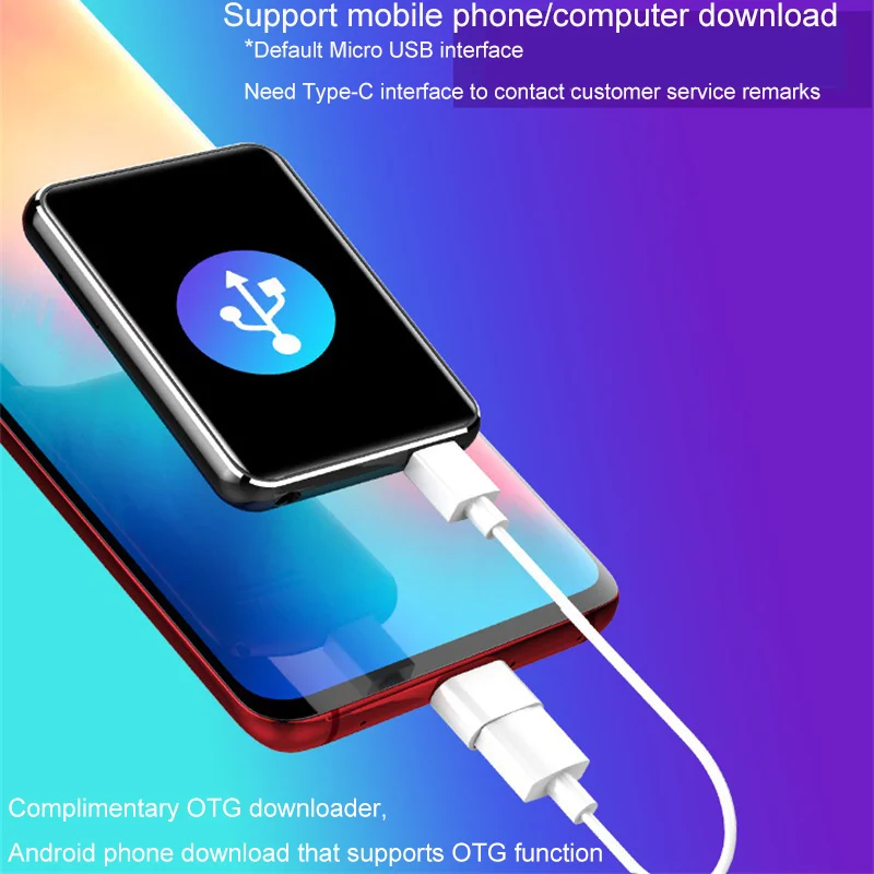 Bluetooth Full Touch Screen MP4 Portable Walkman Multifunctional MP4 Player Carry Student Version eBook Reading MP3 Player