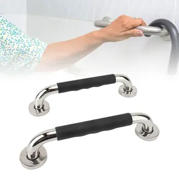 2pcs Bathroom Handle Handrail Anti Slip Silicone Thickened 304 Stainless Steel Bathroom Grab Bar for Bathtub Toilet Hospital