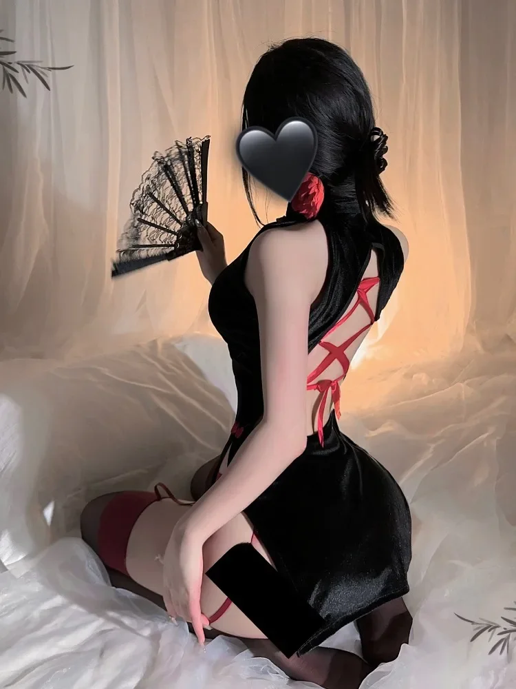 Women Witch Nun Cosplay Maid Uniform Costumes Sexy Lingerie Sex Temptation Bra Panties Long Sleeve Ultra Short