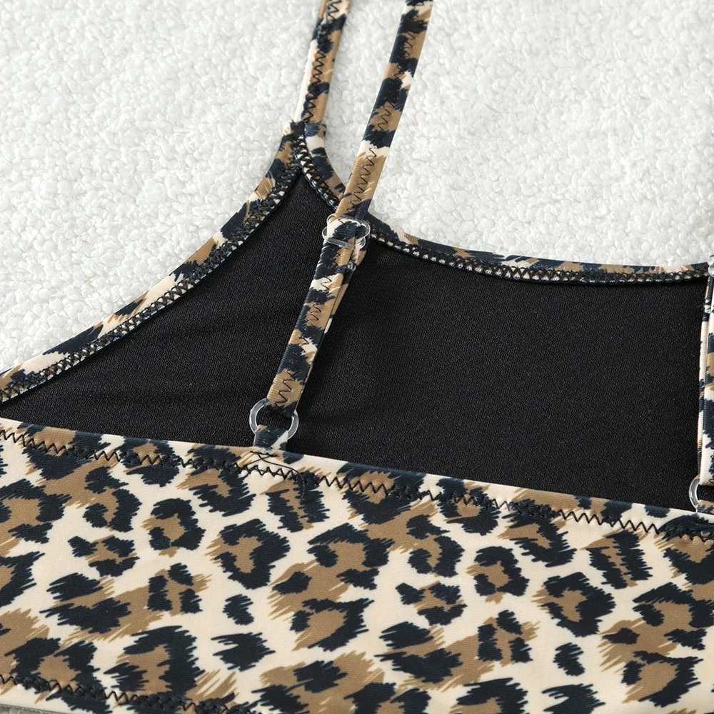 5-14years Childrens Swimsuit for Teenager Girls Leopard Bikini Sets Split Two-piece Summer Girl Swimwear girls swimsuit