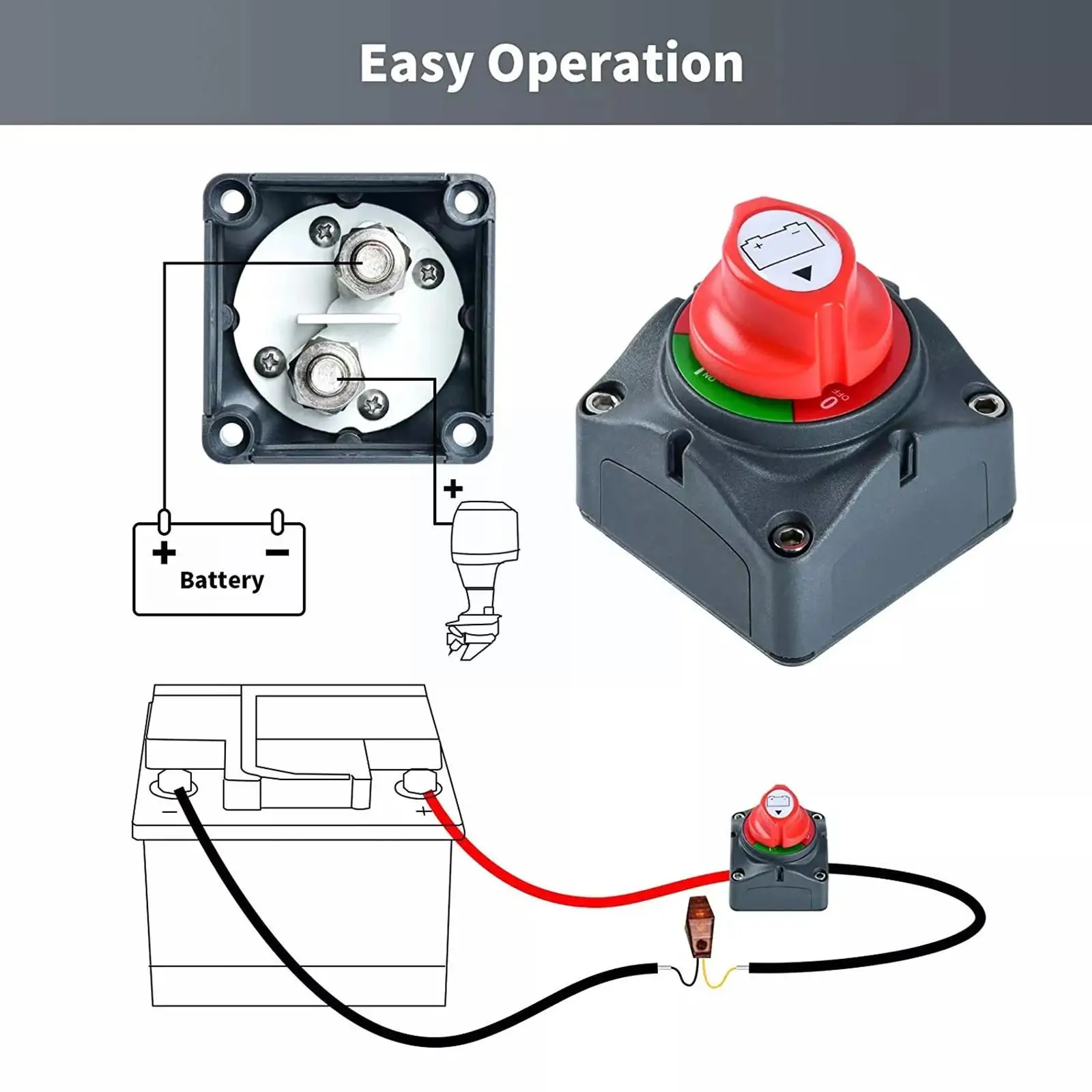 Interrupteur de déconnexion automatique de la batterie Marine 200a  Interrupteur de coupure à 2 positions