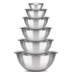 Stainless Steel Mixing Bowl Set of 6 Mixing Bowls.  Kitchen, Cooking and Storage Nesting Bowls. Dough, Batter and Baking Bowls
