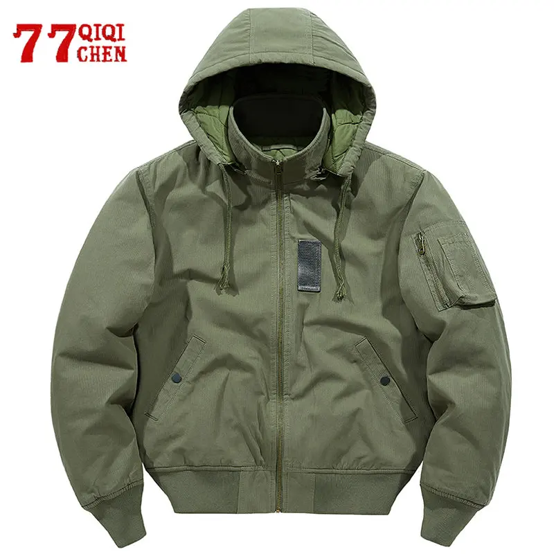 Giubbotto Bomber Tattico Ma1 Da Uomo Tasche Multiple Giacche Militari Rimovibili Con Cappuccio Cappotto Cargo Caldo Addensato Sciolto Autunno Inverno