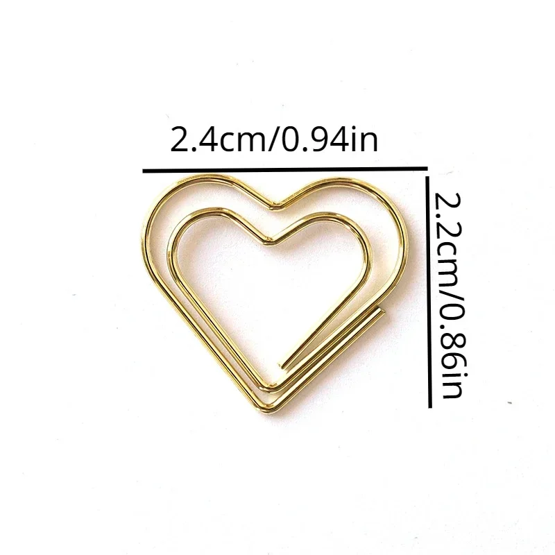 Paper Clips Binder Clips 50pcs/set Metal Paper Clips Hearts Mini Binder Clip Bookmark Book BindingNote Decor Stationery School Office Binding Supplies