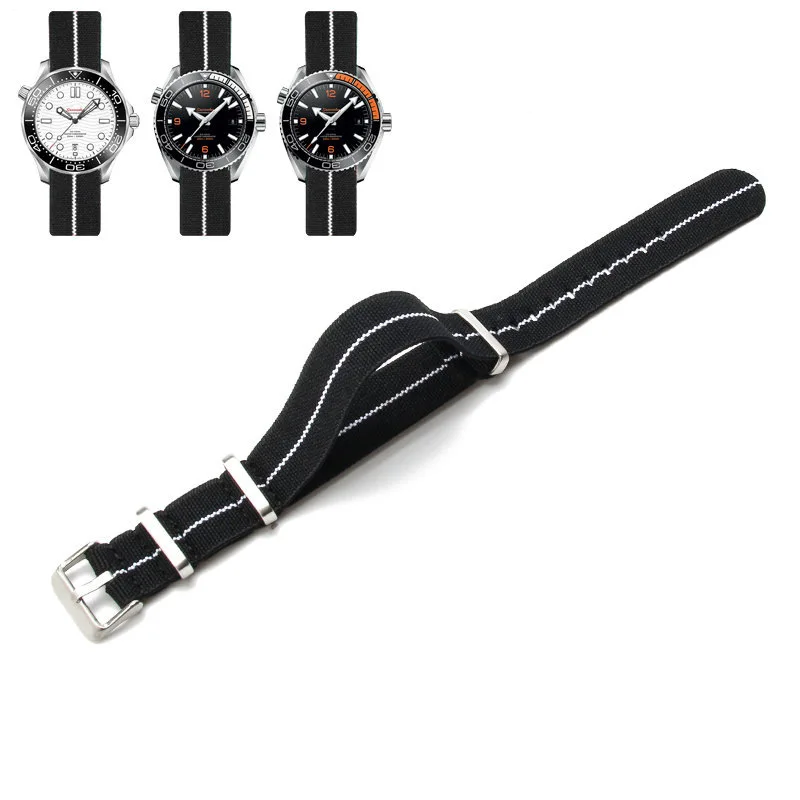 Premium NATO Nylon Watch Band - Black & Green, Sweat-Absorbent and Woven Design