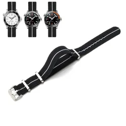 Premium NATO Nylon Watch Band - Black & Green, Sweat - Absorbent and Woven Design - 20mm (Black with white)
