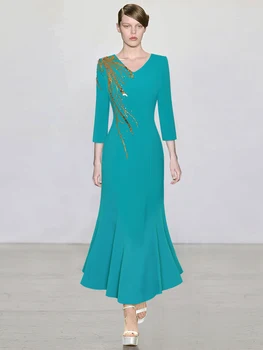 Elegant Luxury Beading Long Mermaid Dresses for Party Evening Women 2024 Runway Spring Dress Special Occasion Vestidos Robe 1