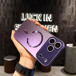Colorful Laser Magnetic Case with Creative Large Window Lens Cover - iPhone 15 (PURPLE)